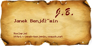 Janek Benjámin névjegykártya
